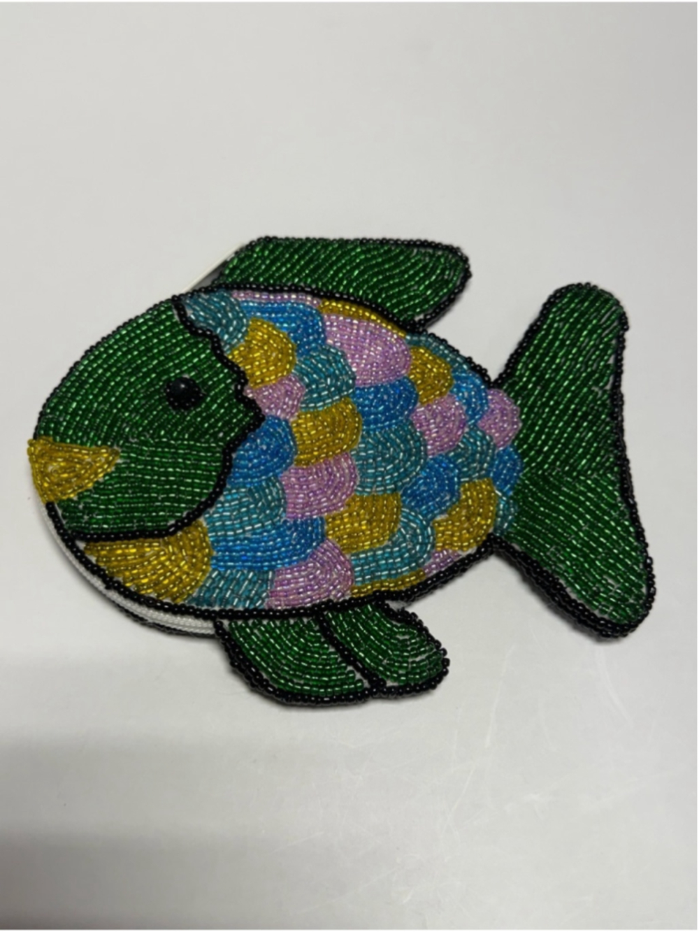Lee Sands Beaded Tropical Fish Coin Purse NWOT Colorful Fish Change Purse Pouch